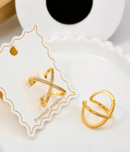 Cross or X ring Gold