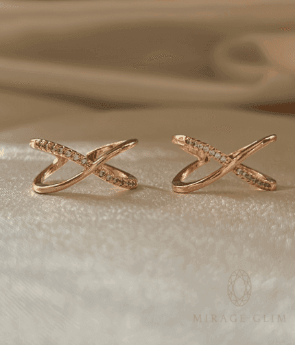 Cross or X ring Rose gold