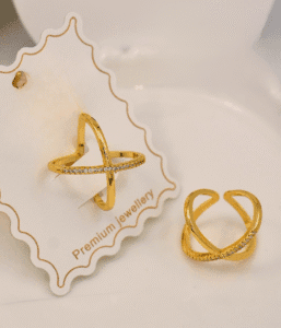 Cross or X ring Gold - Image 2