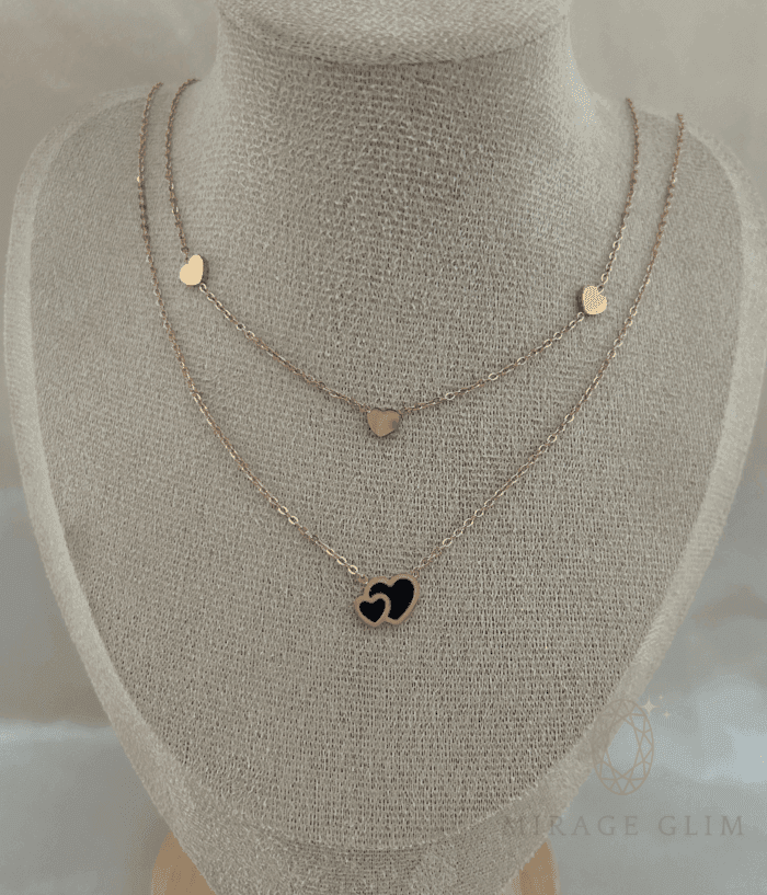 Double heart layered necklace - Image 2