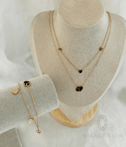 Double heart layered necklace