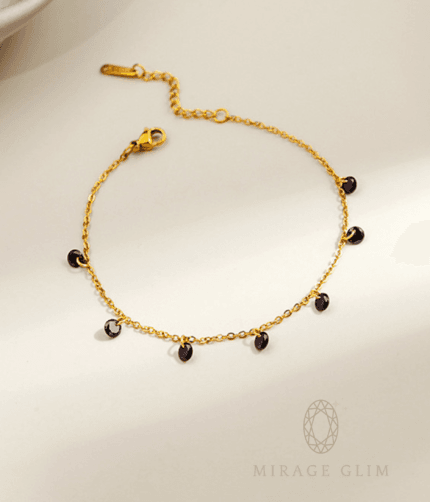 Black stone anklets