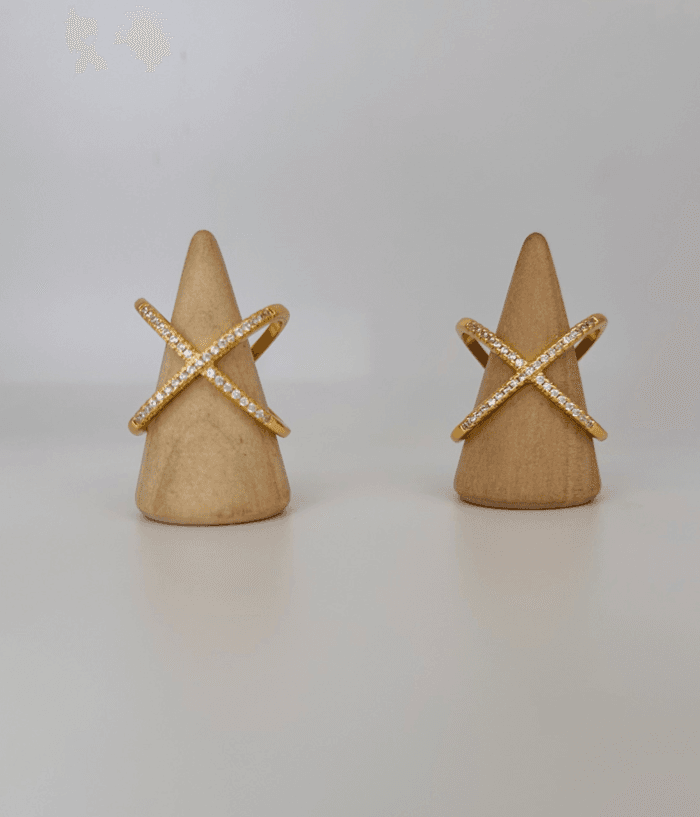 Cross or X ring Gold - Image 2